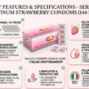Condoms-Serena-Platinum-Strawberry-144x-Features.jpg Serena Platinum Strawberry Condoms - 144 pack